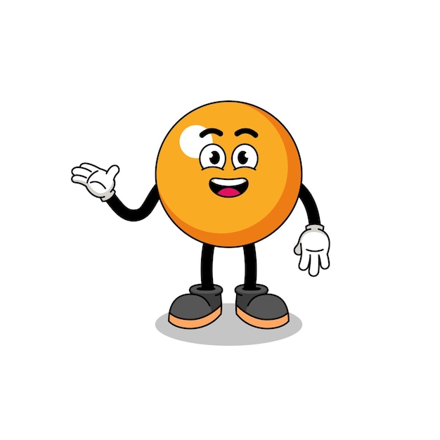 Ping pong ball cartoon with welcome pose character design