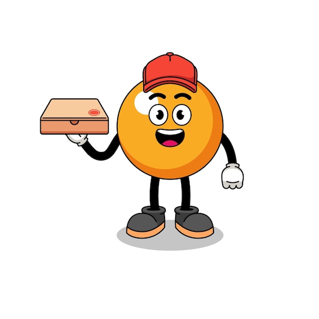 Ping pong ball illustration as a pizza deliveryman character design