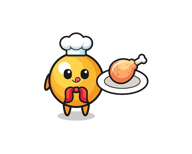 Ping pong fried chicken chef cartoon character , cute design