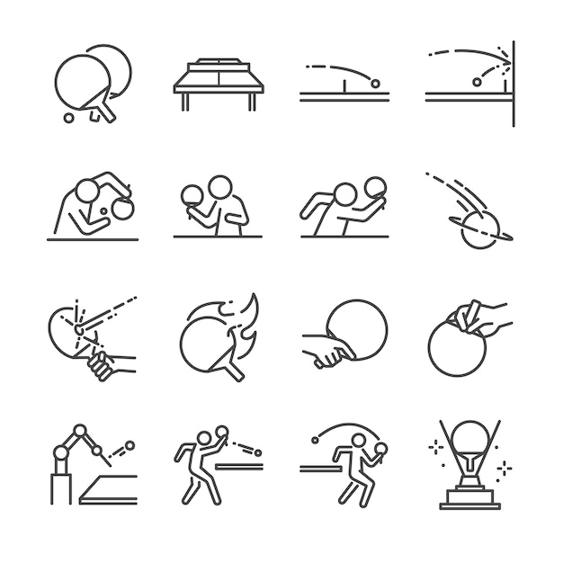 Ping Pong line icon set.