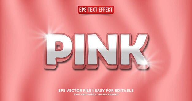 pink 3d editable text effect vector eps banner