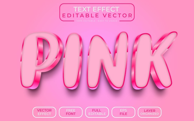 Pink 3D Text Effect Editable EPS Vector File