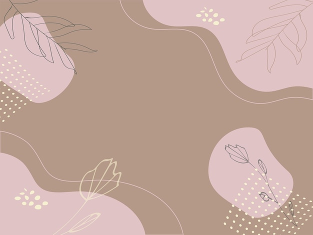 Pink abstract background with beige shapes branch flower Vector illustration