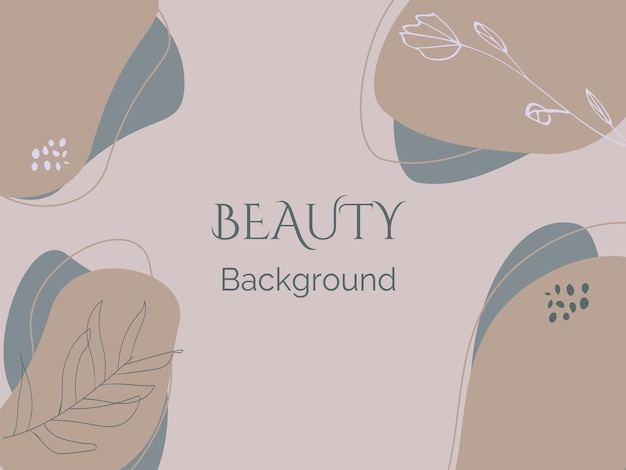 Pink abstract beauty background with beige shapes branch flower Vector illustration