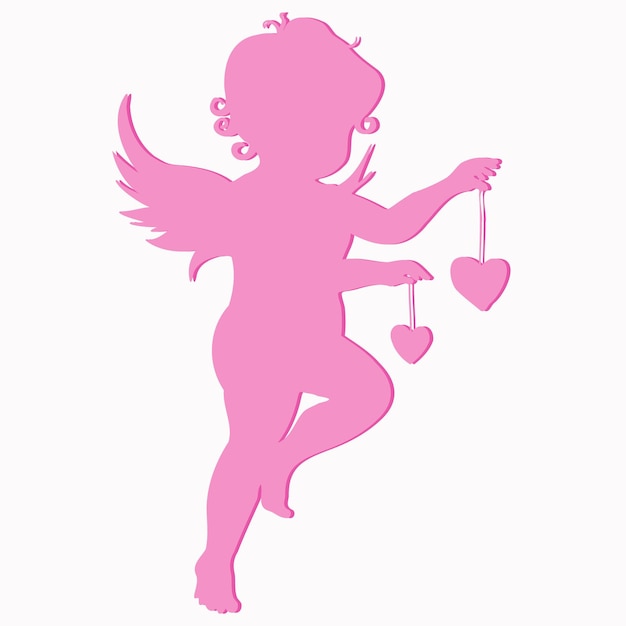 Pink angel with hearts.