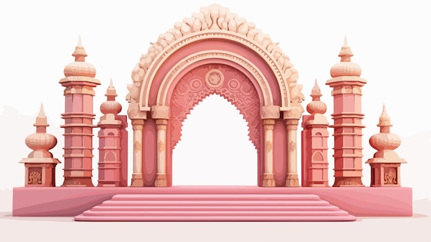 a pink arch with a red stone arch on the top