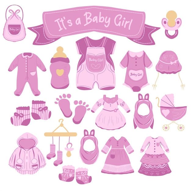 Pink baby girl clothes collection