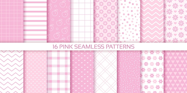 Pink baby girl seamless pattern Scrapbook pastel backgrounds Vector illustration