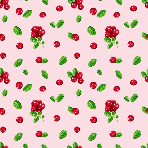 Pink backgroud with berry and leaves