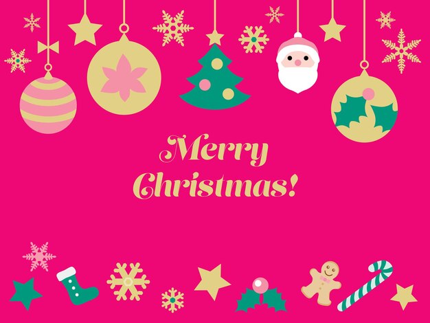 Vector pink background illustration of christmas.