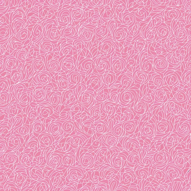 Pink background with a pattern of swirls.