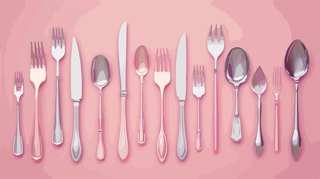 a pink background with a pink background and cutlery