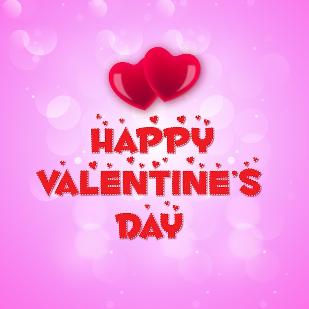 A pink background with red hearts and happy valentine's day written in red letters