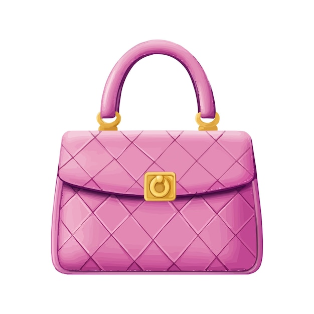 Vector a pink bag with gold trim and a gold button