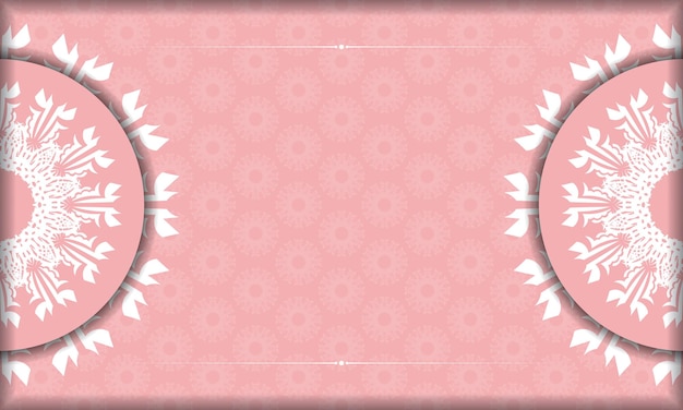 Pink banner with vintage white ornament for design under your logo