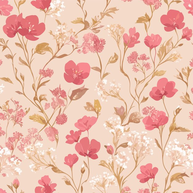 Vector pink beautiful seamless floral pattern flower vector illustration