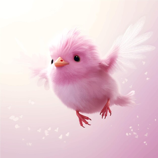 Vector a pink bird with wings that is flying in the air