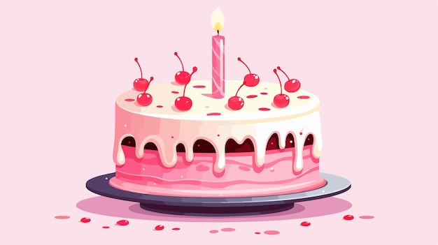 a pink birthday cake with a pink candle on top of it