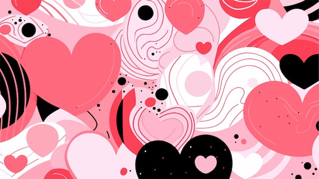 a pink and black heart with black dots on it