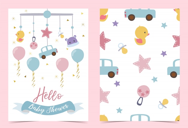 Pink blue birthday invitation with pacifier