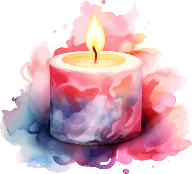 Vector a pink and blue candle with a purple and blue pattern on it