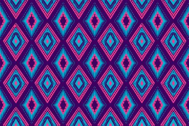 Pink and Blue Diamond on Purple Geometric ethnic oriental pattern traditional Design for backgroundcarpetwallpaperclothingwrappingBatikfabric vector illustration embroidery style