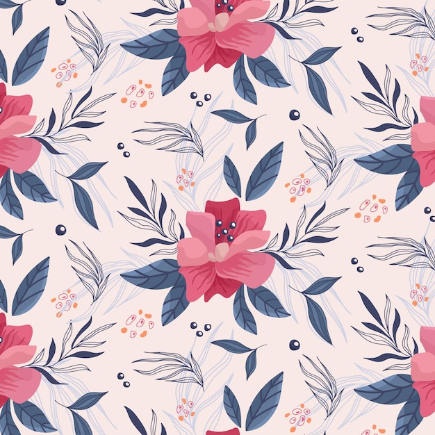 Pink and blue Floral Pattern Decorative colorful print