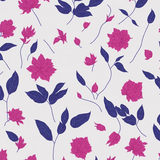 Vector a pink and blue flower pattern on a white background