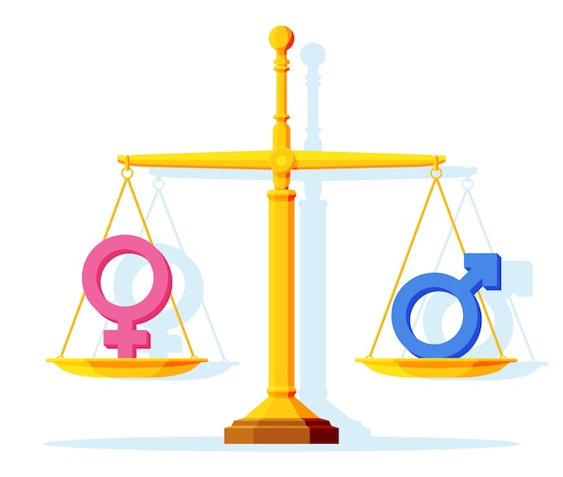 Pink and blue gender symbol balanced on weight