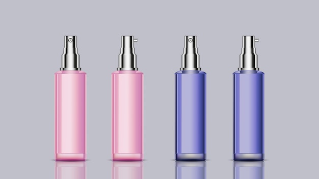 Pink and blue mockup cosmetic bottles for design use