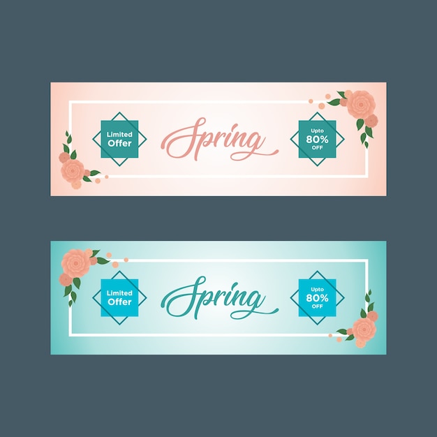 Pink and Blue Spring Sale Banners with White Frames