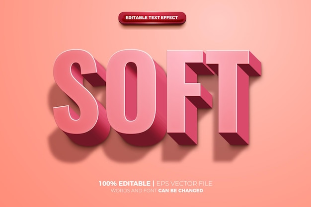 Vector pink bold soft 3d long shadow editable text effect