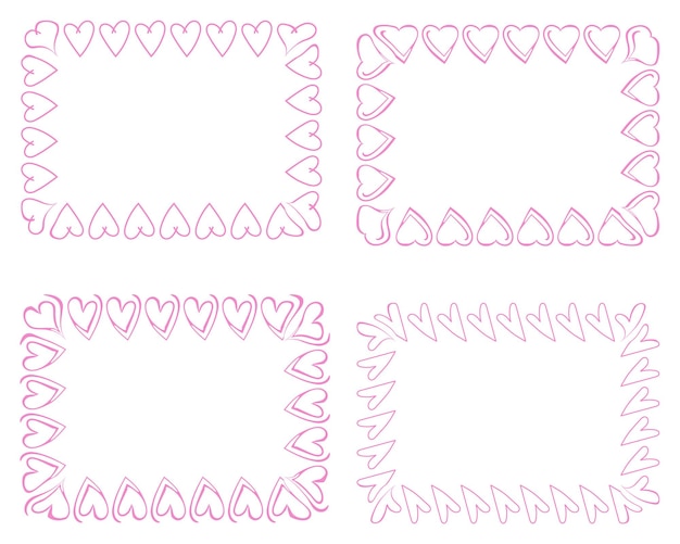 Pink borders for Valentines day card, . Vector illustration