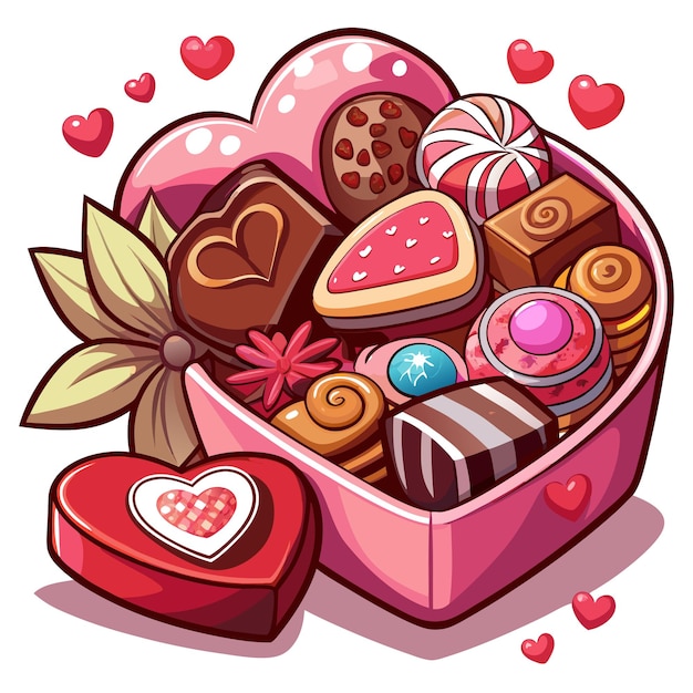 Vector a pink box of chocolates and a heart shaped box of chocolates