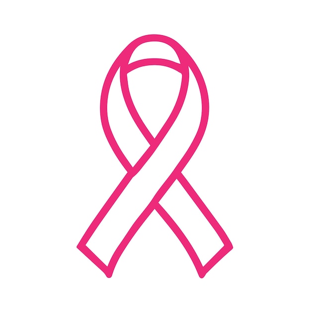 Pink Breast Cancer Ribbon Vector Icon Outline for Health and Charity Designs