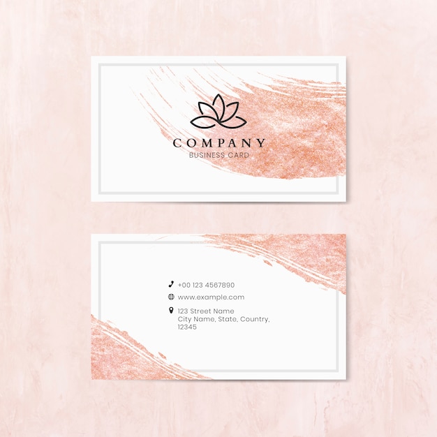 Pink brush stroke on a business card template