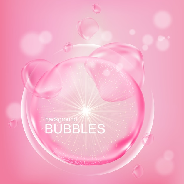 Pink bubbles water essence in flat design