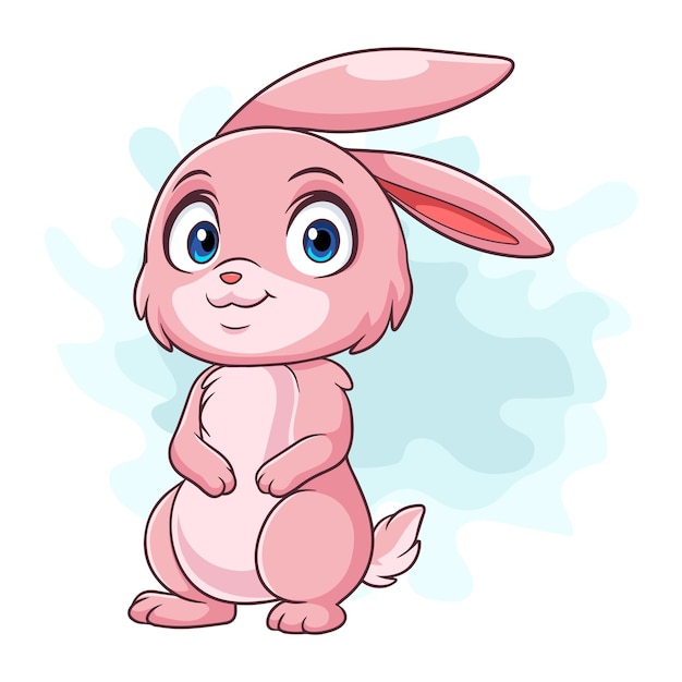 Pink bunny cartoon standing isolated on white background