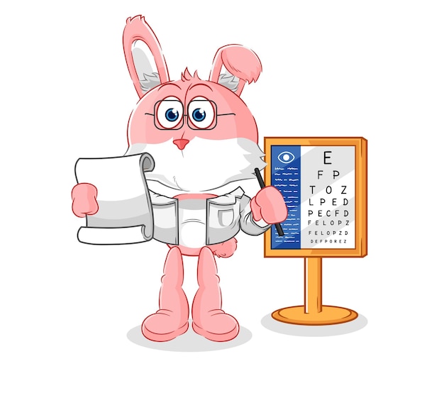 Pink bunny oculist cartoon cartoon mascot vector