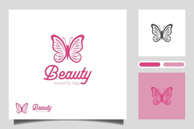 pink butterfly Logo design with pink abstract shape for beautiful care Beauty Salon Logo identity