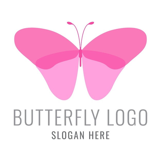 Pink Butterfly Logo Premium Vector