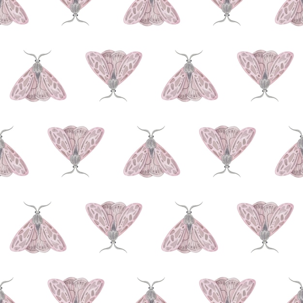 Pink butterfly watercolor geometric background Nice delicate simple seamless pattern