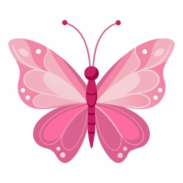 Vector a pink butterfly with white spots on it and the pink wings