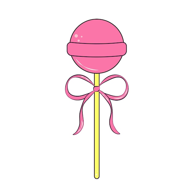 Pink Candy on a Stick with a Bow for Valentines Day Retro Style