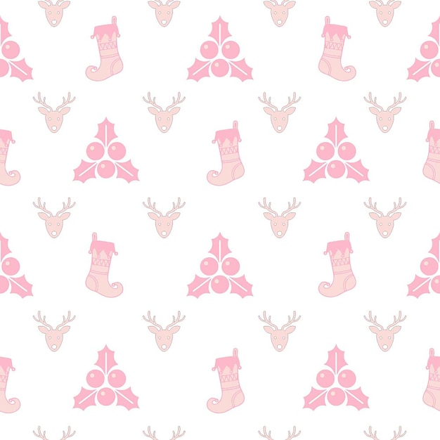 Pink Christmas seamless pattern digital paper premium vector