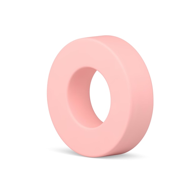 Pink circle 3d ring geometric shape vertical basic foundation decor element realistic vector