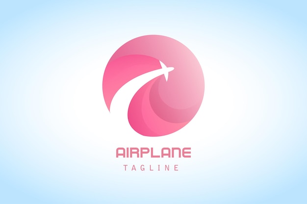 Pink circle airplane gradient logo for company