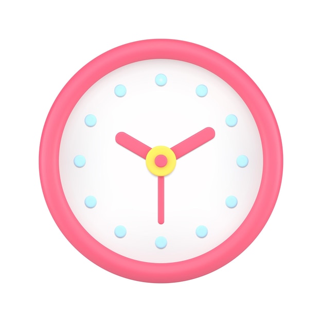 Pink circle clock d icon vector illustration