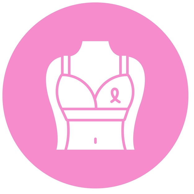 a pink circle with a bralet and breast symbol