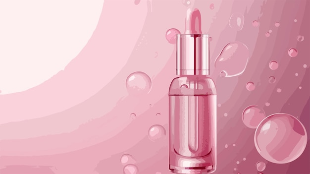 Vector pink collagen serum drop poster with hyaluronic acid